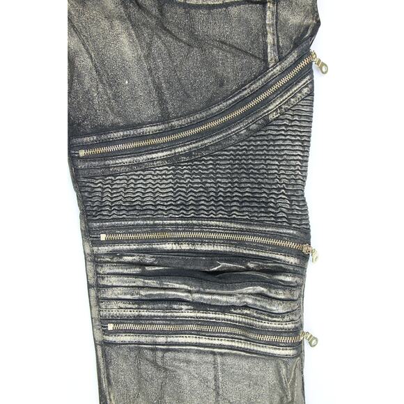 Robin's Jeans The Show Gold Metallic Bling Biker Motorcycle Distressed Pants 41 - Picture 4 of 7